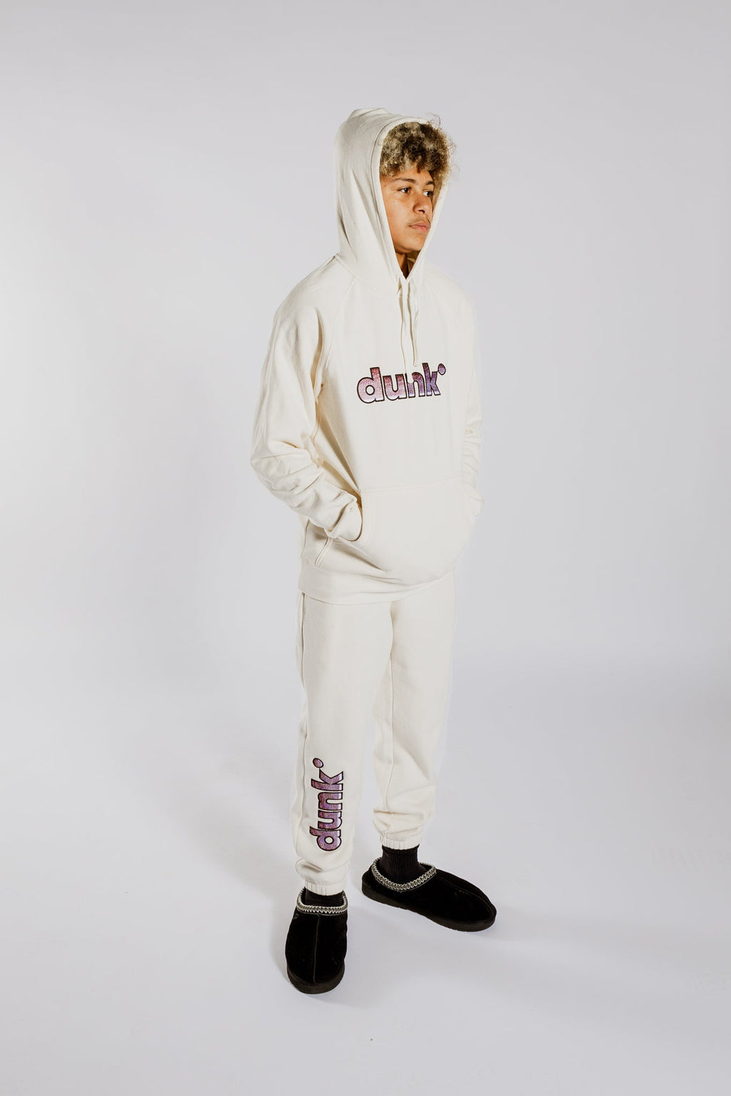 DUNK Embroidered Cream Sweatpants
