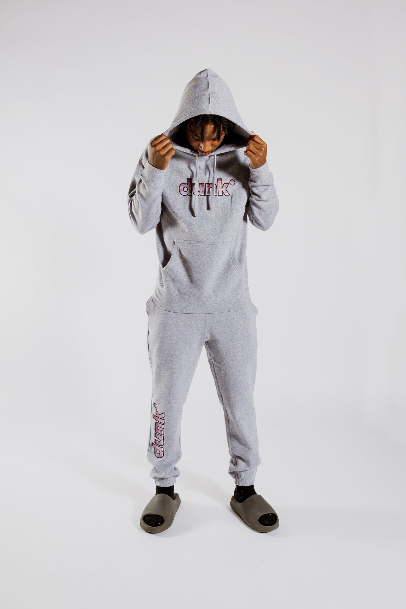 DUNK Embroidered Grey Sweatpants