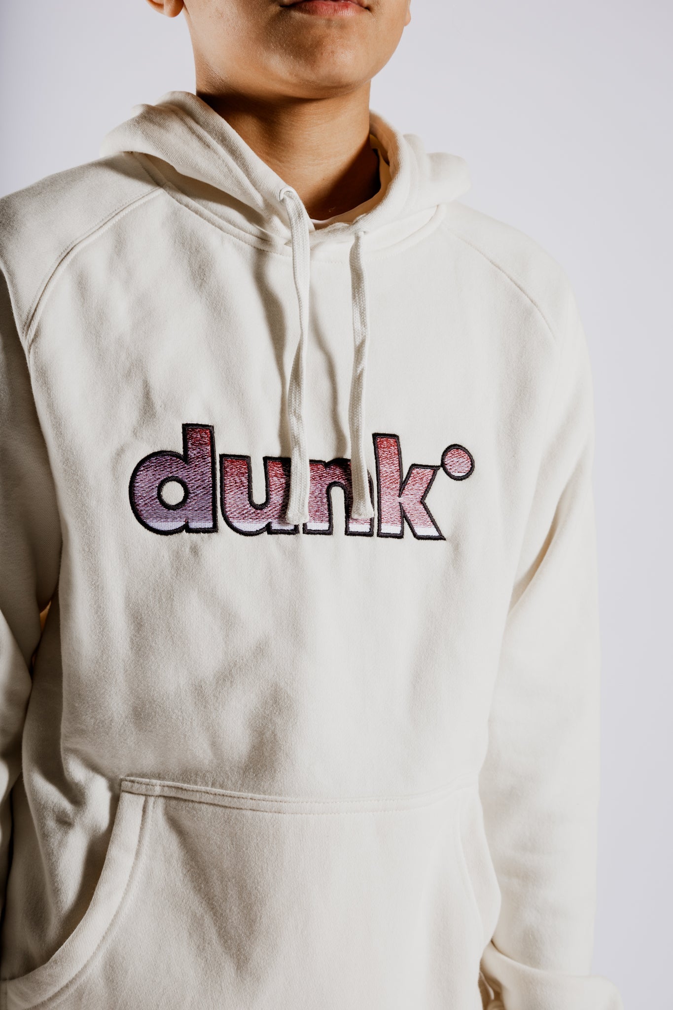 DUNK Embroidered Cream Hoodie