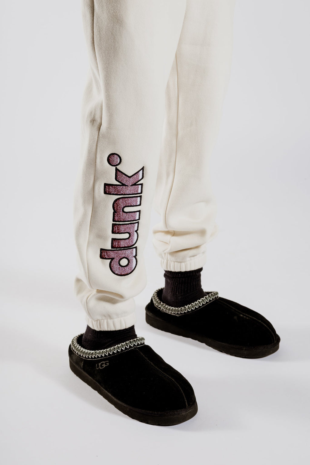 DUNK Embroidered Cream Sweatpants