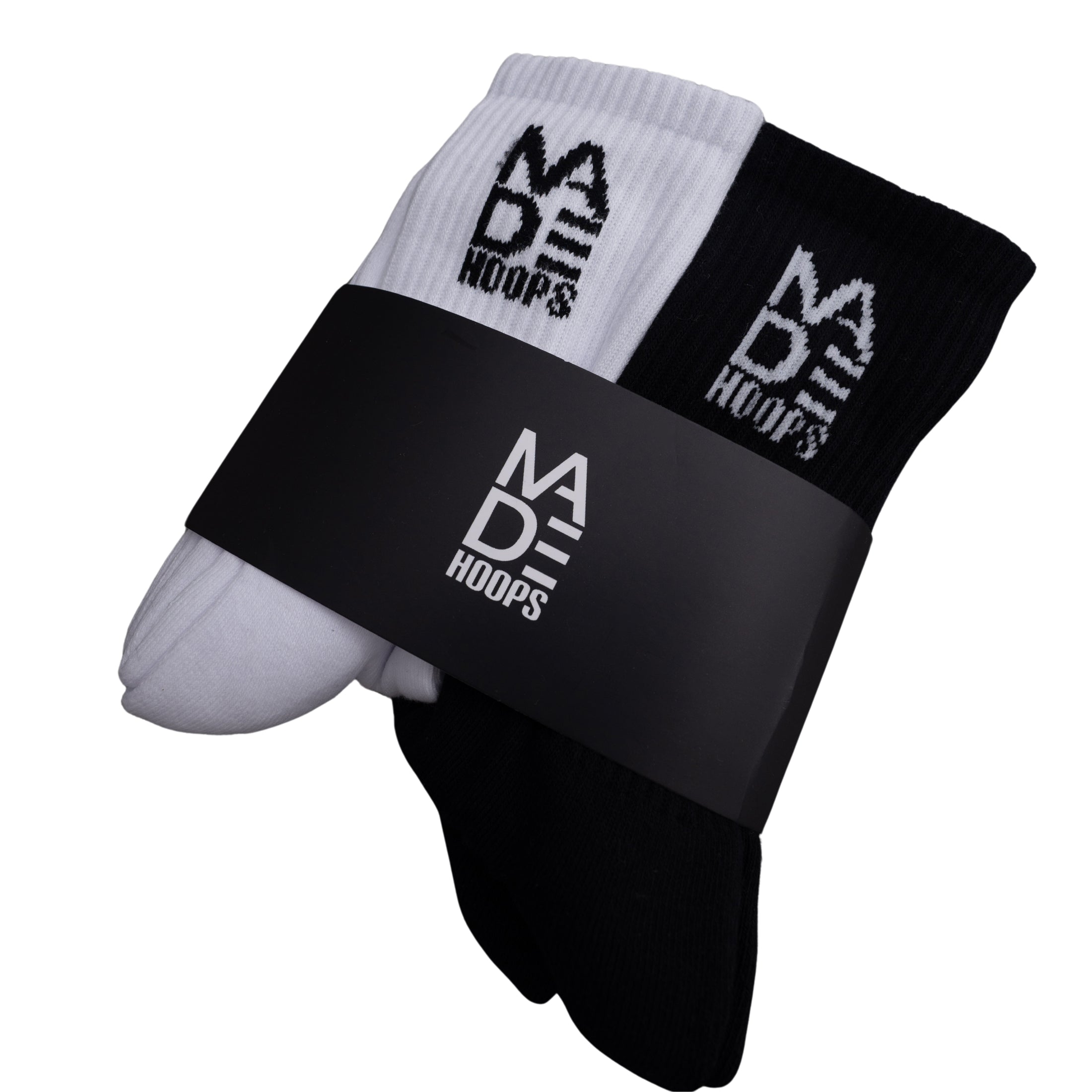 MADE Hoops TEAM Socks - 2-Pack (Black & White) | Core