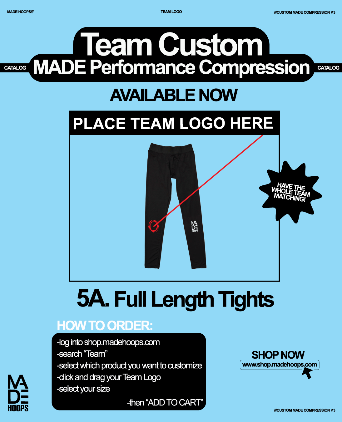 Team Custom MADE Performance Compression Full Length Tights
