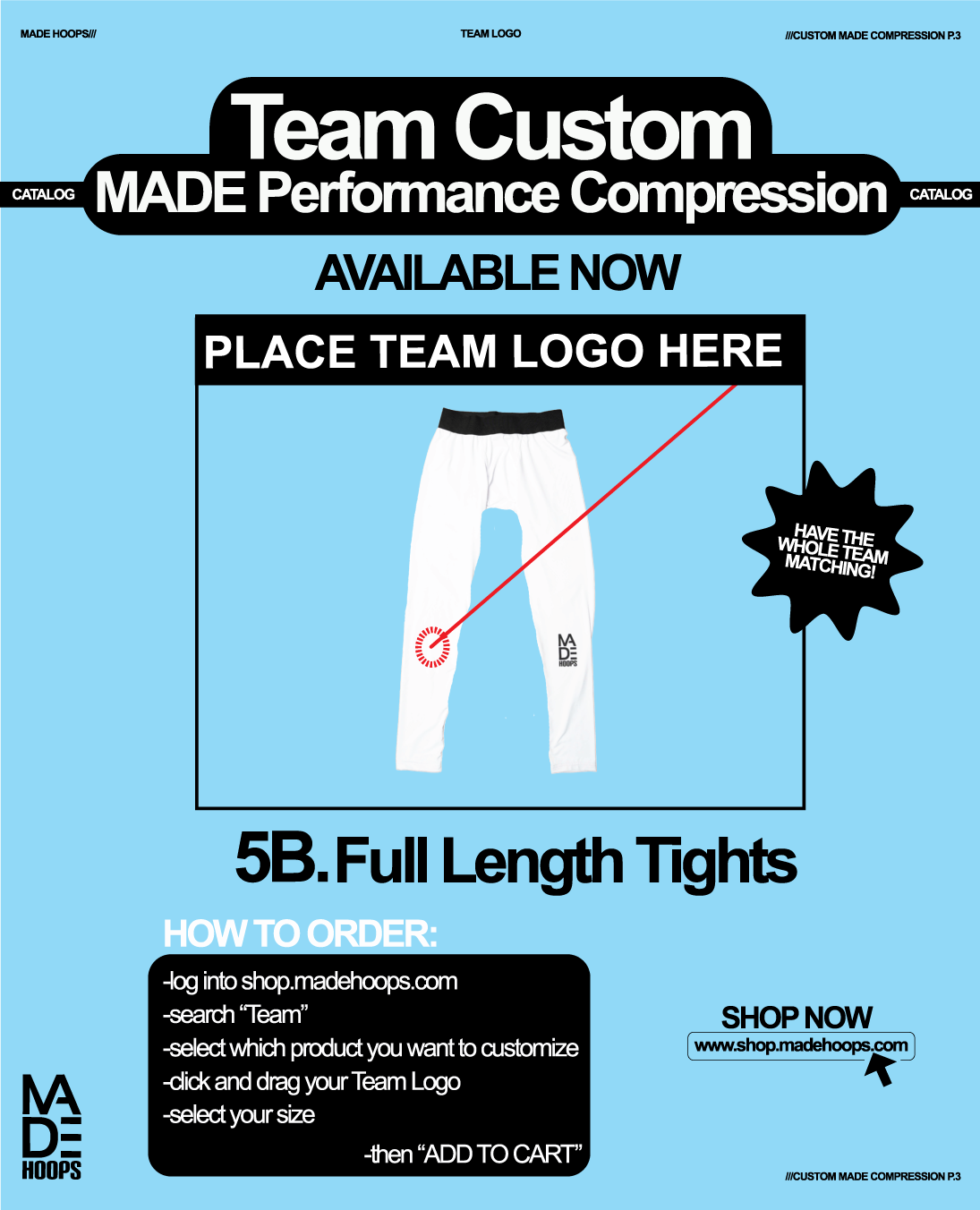 Team Custom MADE Performance Compression Full Length Tights