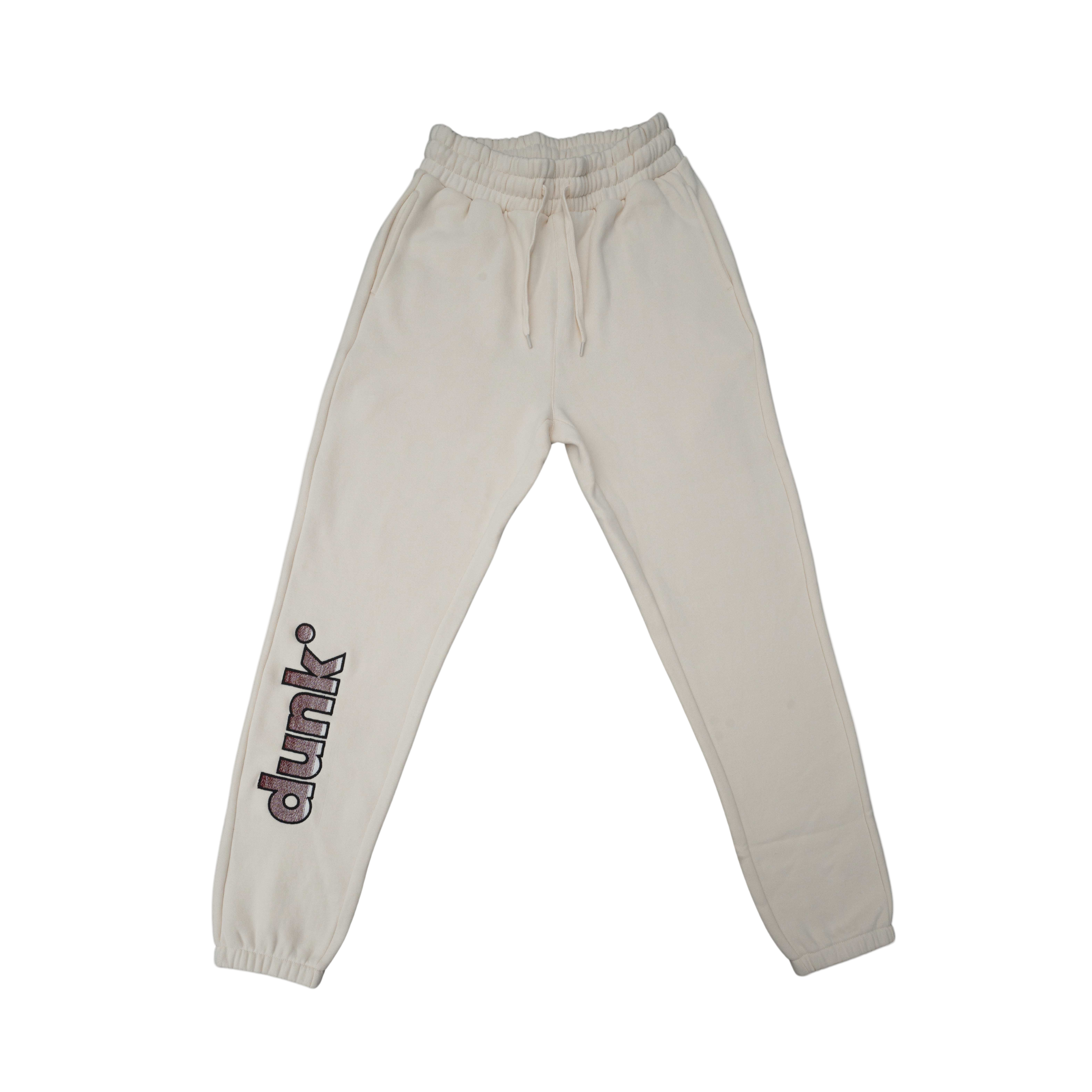 DUNK Embroidered Cream Sweatpants